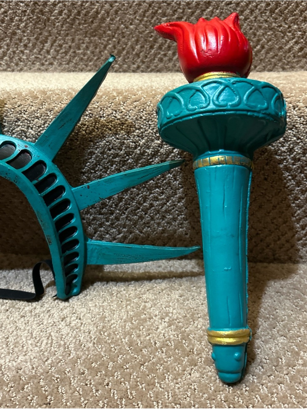 Patriotic Statue Lady Liberty Torch 12" Crown Costume Props 4th July Halloween - Picture 5 of 8